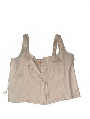 Lone Star Women's Beige Cotton Corset Style Crop Top Size Small